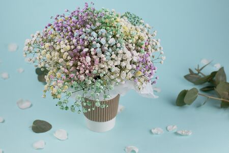 Букет цветов Облако гипсофил в стаканчике, высота 25 см