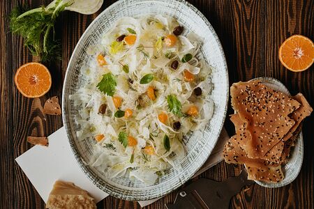 Карпаччо из маринованного фенхеля с мандарином
