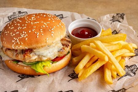 Бургер Сан-Ремо куриный с фри