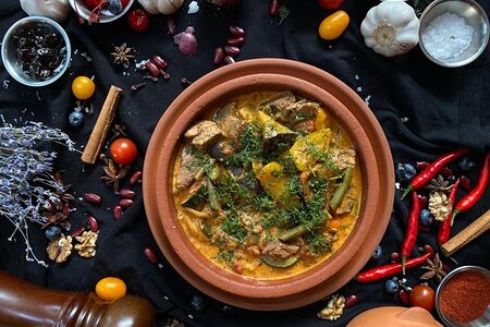 Овощное соте с телятиной