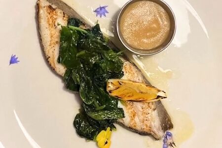 Палтус со шпинатом