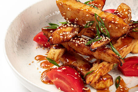 Салат из хрустящих баклажанов