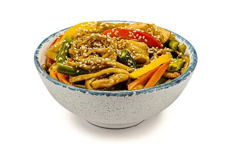 Удон с курицей в соусе терияки