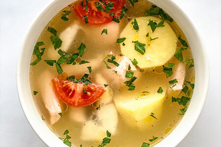 Наваристая уха со стерлядью и сёмгой