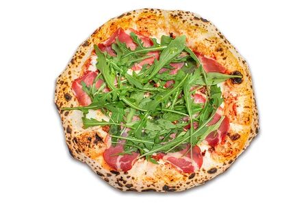 Пицца с прошутто, рукколой и трюфельным маслом