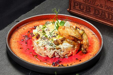 Оливье с перепелкой