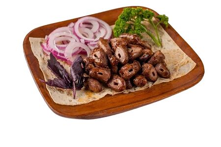 Куриные сердечки с мангала