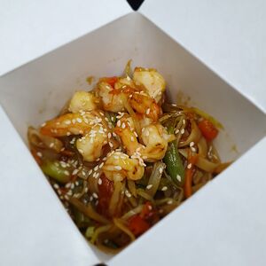 Лапша с креветками