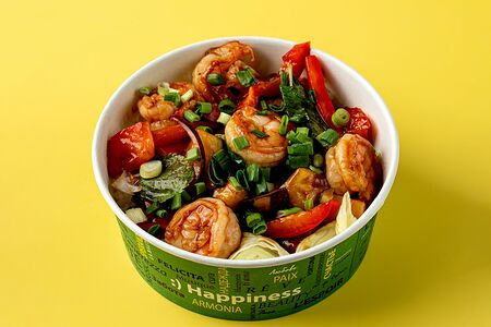 Креветки с рисом и овощами