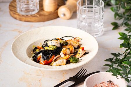 Лапша с креветками