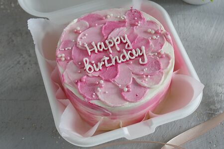 Бенто-торт розовый С днем рождения