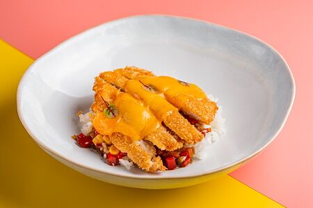 Тори-кацу с овощами и рисом