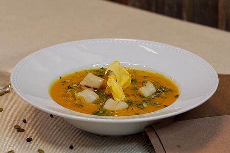 Тыквенный суп с гребешком
