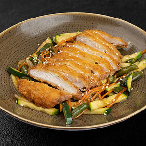 Курица Кацу с овощами терияки