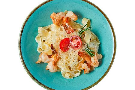 Феттуччине с креветками