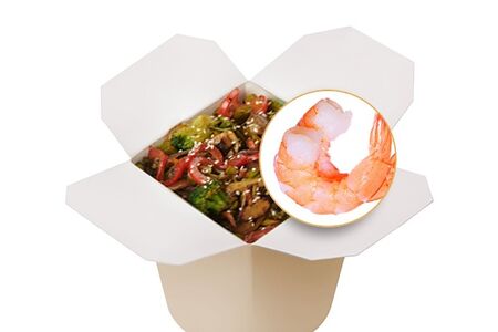 Вок с тигровыми креветками и овощами