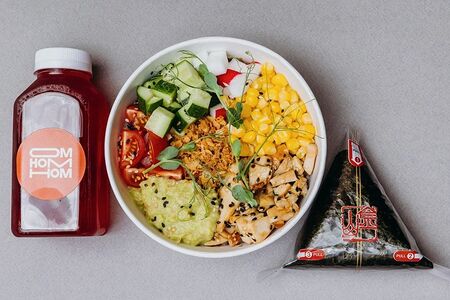 Копчёная курочка, Онигири Калифорния, Морс