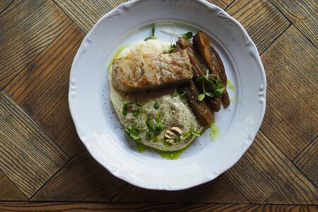 Белый амур с баклажаном бер блан