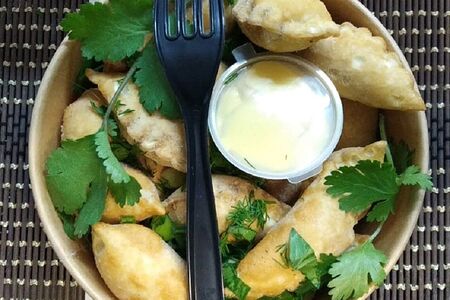 Пельмешки жареные с говядиной и свининой