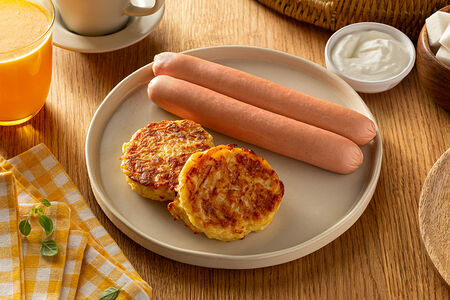 Драники с молочными сосисками