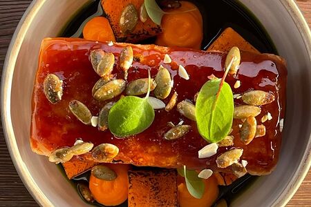 Тыква, запеченная с морковным муссом