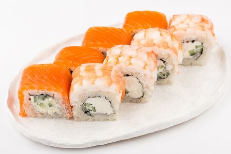 Филадельфия Дуо с копченым лососем и креветкой