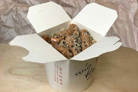 Лапша с лососем