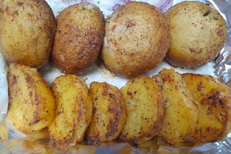 Картофель и грибы на мангале