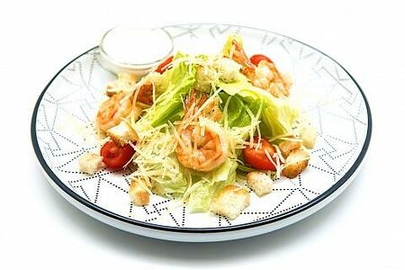 Салат Цезарь с креветками