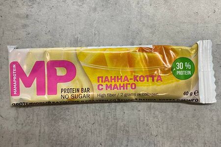 Протеиновый батончик в глазури со вкусом панна котта с манго