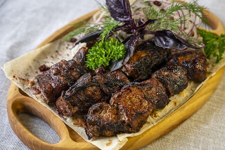 Печень говяжья в жировой сетке