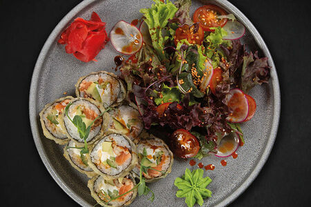 Ролл Темпура с лососем и угрем