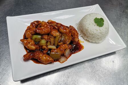 Жареные креветки Гунбао