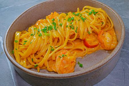 Лингвини с креветками
