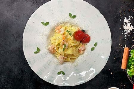 Паппарделле с креветками