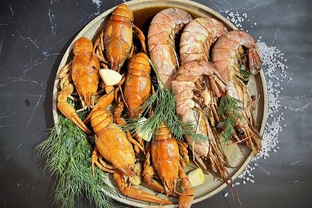 Раки и лангустины жарка микс