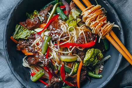 Вок с двойной говядиной