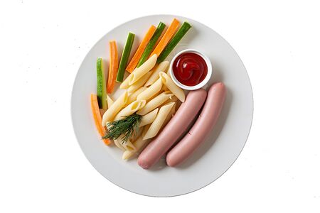 Сосиски детские с овощными палочками