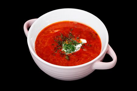 Борщ с зеленью и сметаной