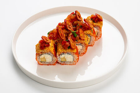 Запеченный ролл с угрем и томатной сальсой