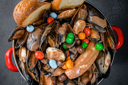 Мидии Шоколад-банан с M&Ms