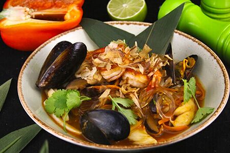 Лапша с морепродуктами по-сингапурски