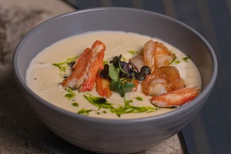 Сырный суп с морепродуктами