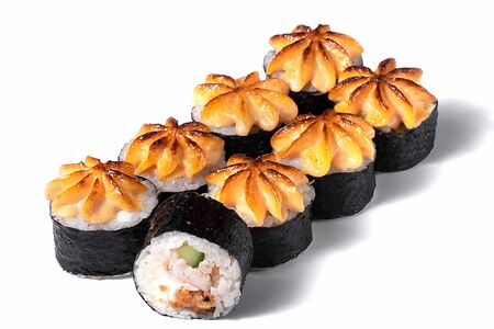 Запеченная креветка с лососем