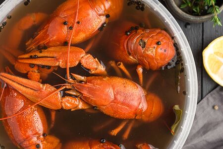 Рак вареный в огуречном рассоле со сметаной