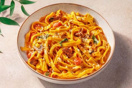 Паста с телятиной и грибами