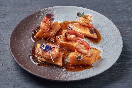 Креветки BBQ на батате