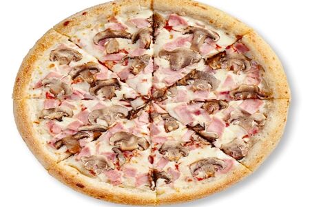 Пицца Ветчина и грибы на толстом тесте