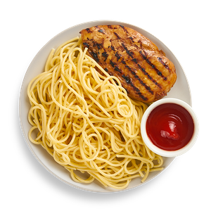 Куриное филе со спагетти