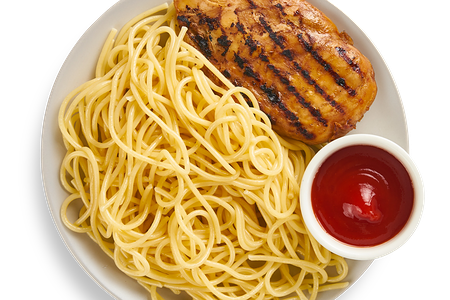 Куриное филе со спагетти
